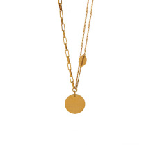 Shangjie OEM Kalung Danity Fashion Femmes Gold plaqué Collier en acier inoxydable Collier Collier à disque